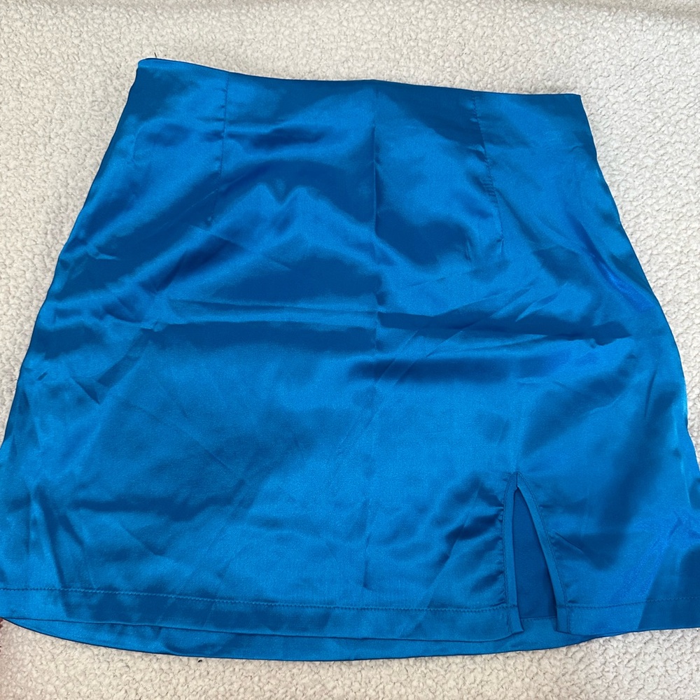 SHEIN Teal Satin Skirt